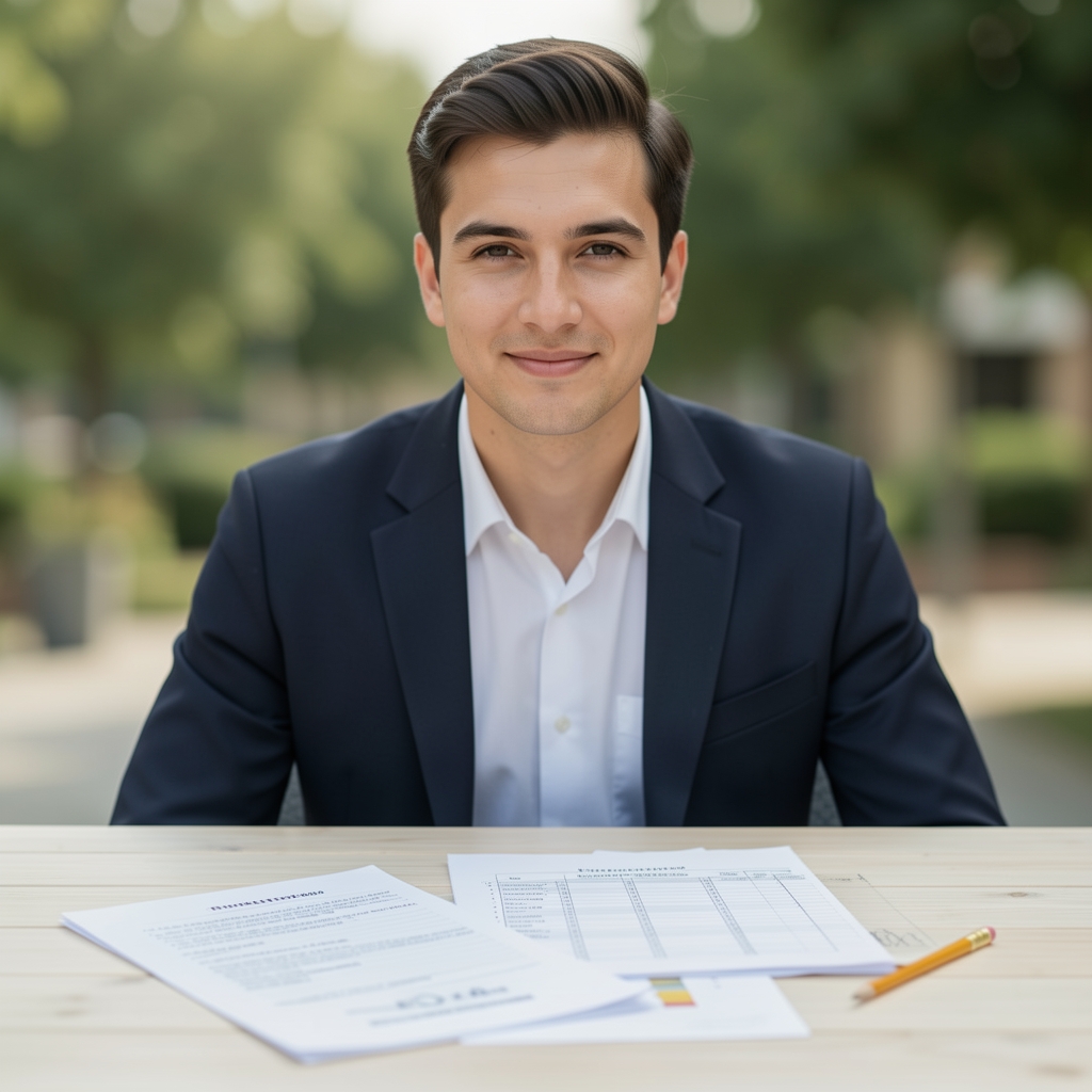 Aufgeschlagenes Notizbuch mit sauberen handschriftlichen Listen und Tabellen auf einem hellen Holztisch, Bleistift daneben, nüchterne Draufsicht ohne Personen